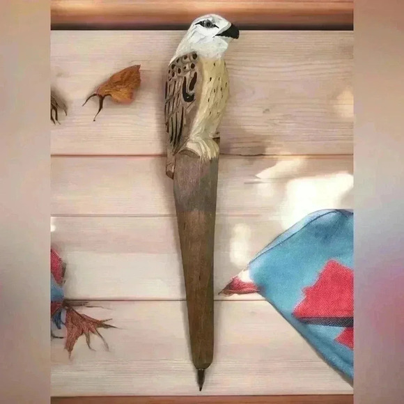 4 Hand Carved Wooden Animal Pens 1 Bear Hugging Log Holder 5 Pc Rustic Cabin - Picture 9 of 16